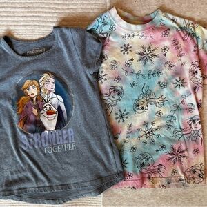 Disney Girls Frozen 2 Gray Character Tee & Pastel Tie-Dye Tee